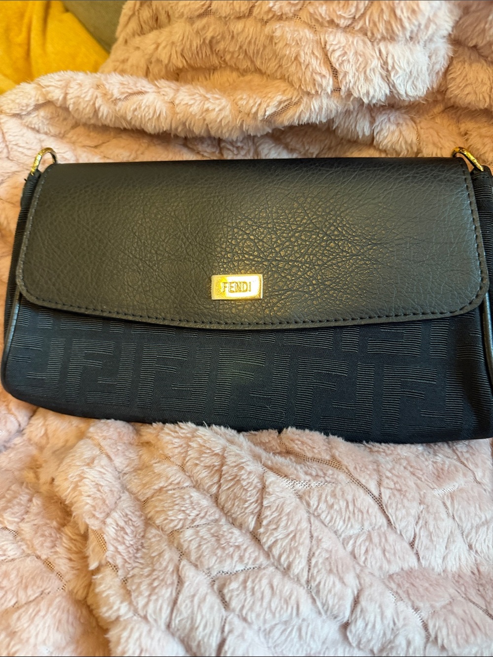 Fendi Black Clutch with Gold Hardware